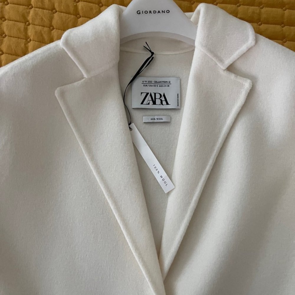 New ZARA WOOL LONG COAT WITH DARTS LIMITED EDITION COLLECTION White SOLD OUT